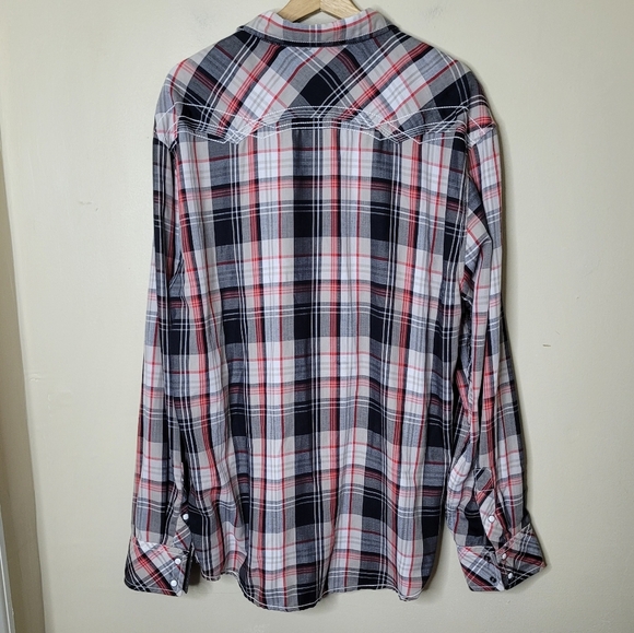 BKE Mens XL Athletic Fit Plaid Pearl Snap Shirt | Western Cowboy - Picture 5 of 9